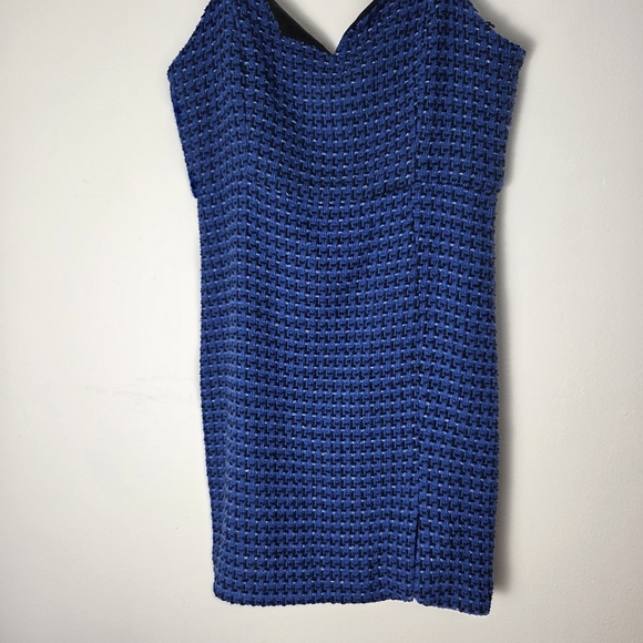 NWT Zara Blue Tweed Textured Mini Dress - Picture 10 of 13
